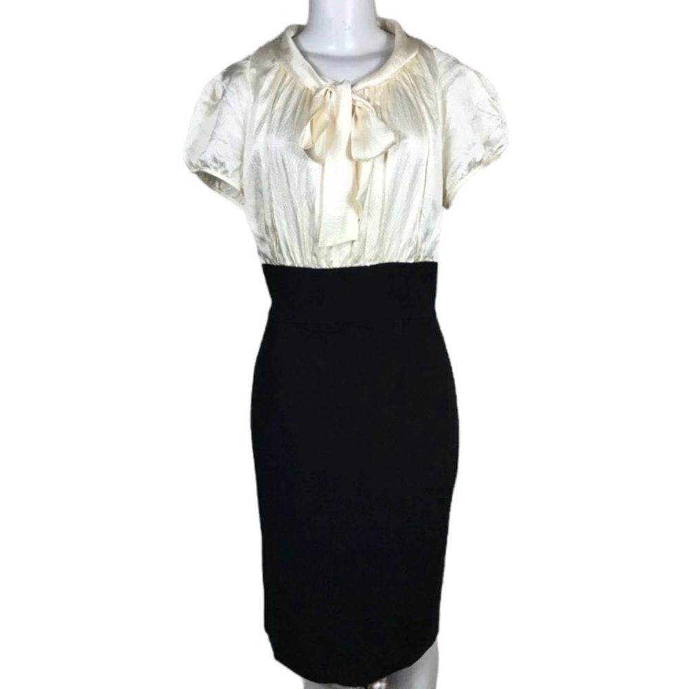 Suzi Chin for Maggy Boutique Dress Bow 100% Silk Office Siren Career Modest 14